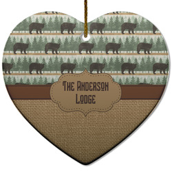 Cabin Heart Ceramic Ornament w/ Name or Text