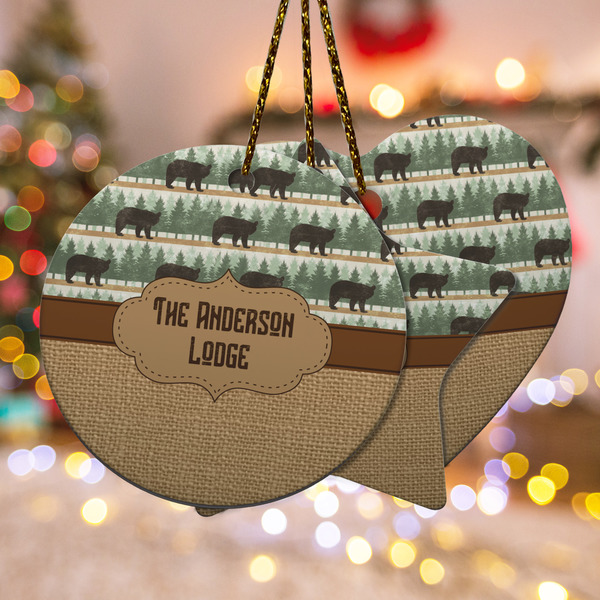 Custom Cabin Ceramic Ornament w/ Name or Text