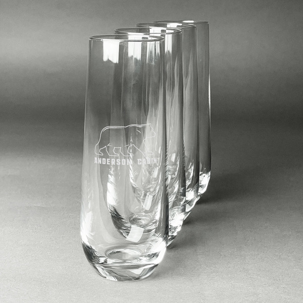 Custom Cabin Champagne Flute - Stemless Engraved - Set of 4 (Personalized)