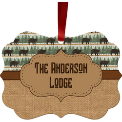 Cabin Metal Frame Ornament - Double Sided w/ Name or Text