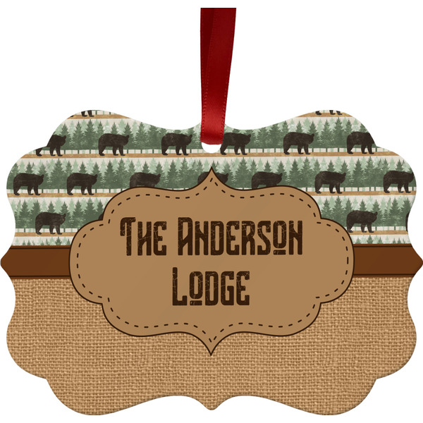 Custom Cabin Metal Frame Ornament - Double Sided w/ Name or Text