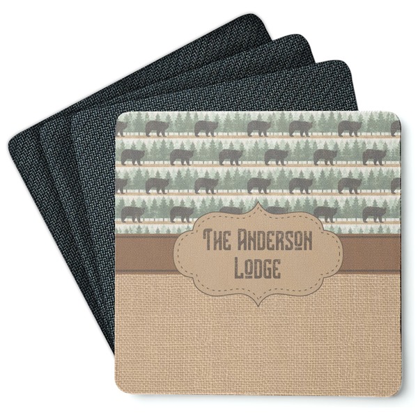 Custom Cabin Square Rubber Backed Coasters - Set of 4 (Personalized)