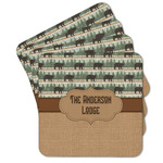 Cabin Cork Coaster - Set of 4 w/ Name or Text