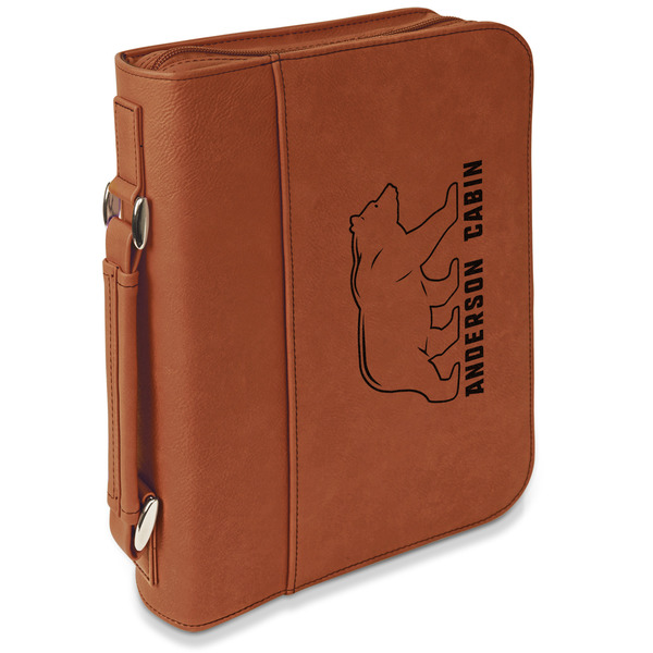 Custom Cabin Leatherette Bible Cover with Handle & Zipper - Large - Double Sided (Personalized)