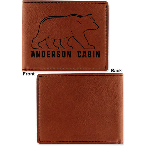 Cabin Cognac Leatherette Bifold Wallets - Front and Back Single Sided - Apvl