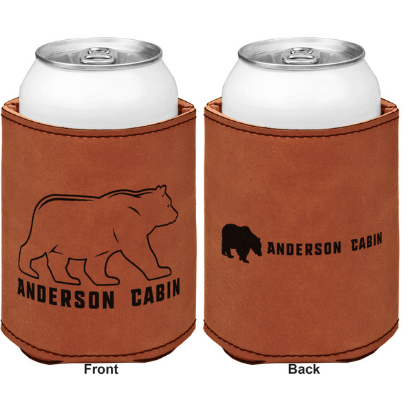 Cabin Cognac Leatherette Can Sleeve - Double Sided Front and Back