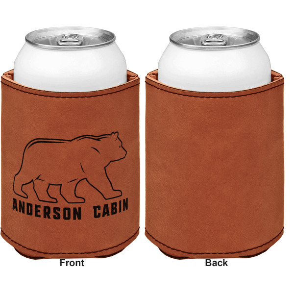 Cabin Cognac Leatherette Can Sleeve - Single Sided Front and Back