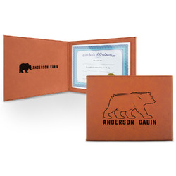 Cabin Leatherette Certificate Holder - Front and Inside (Personalized)