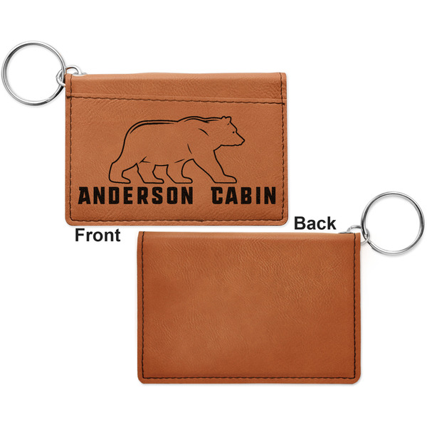 Cabin Cognac Leatherette Keychain ID Holders - Front Apvl
