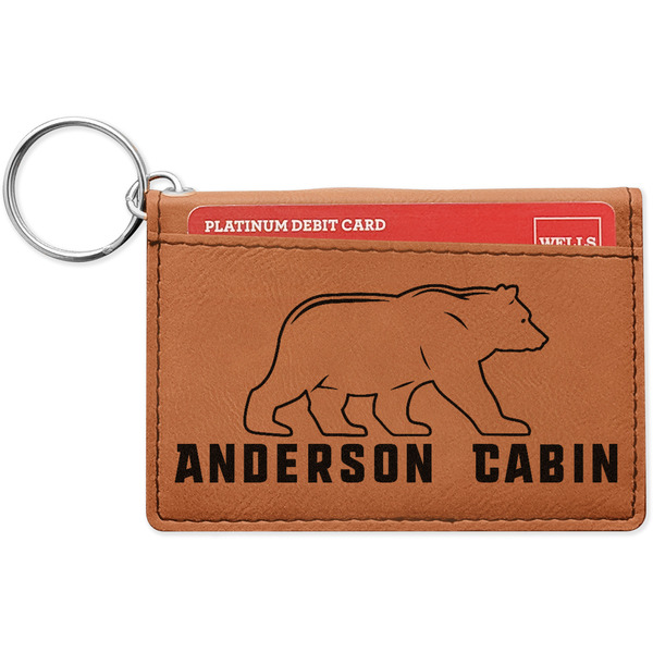 Custom Cabin Leatherette Keychain ID Holder - Double Sided (Personalized)