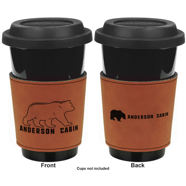 Cabin Cognac Leatherette Mug Sleeve - Double Sided Apvl