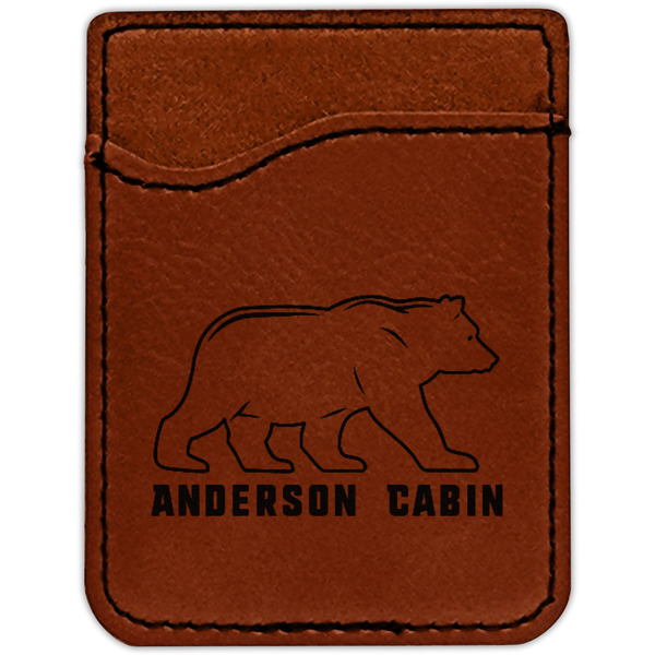 Cabin Cognac Leatherette Phone Wallet close up