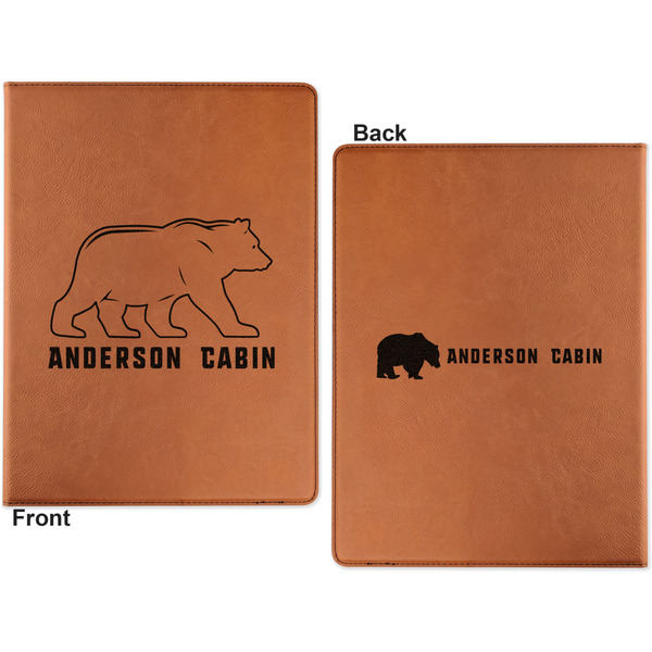 Cabin Cognac Leatherette Portfolios with Notepad - Large - Double Sided - Apvl