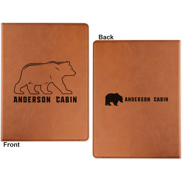Cabin Cognac Leatherette Portfolios with Notepad - Small - Double Sided- Apvl