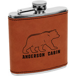 Cabin Leatherette Wrapped Stainless Steel Flask (Personalized)
