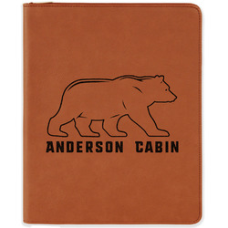 Cabin Leatherette Zipper Portfolio with Notepad (Personalized)