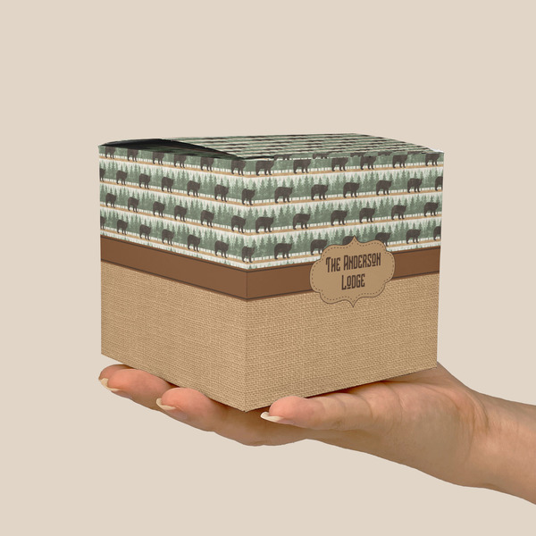 Cabin Cube Favor Gift Box - On Hand - Scale View