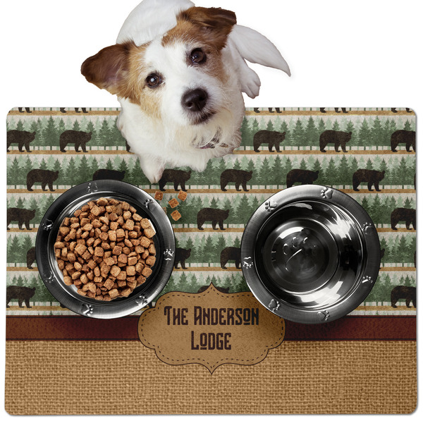 Custom Cabin Dog Food Mat - Medium w/ Name or Text