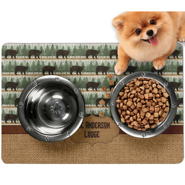 Custom Cabin Dog Food Mat - Small w/ Name or Text