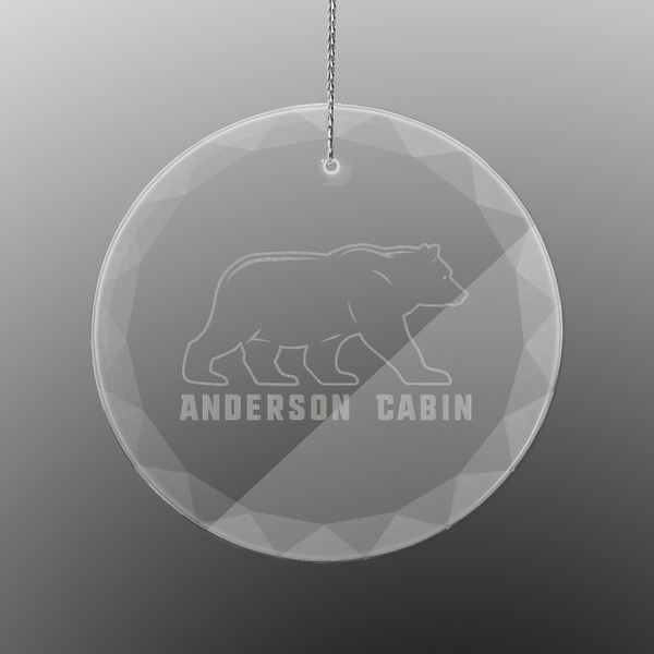 Custom Cabin Engraved Glass Ornament - Round (Personalized)