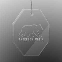 Cabin Engraved Glass Ornament - Octagon (Personalized)