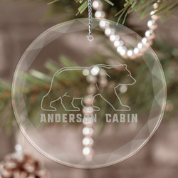 Cabin Engraved Glass Ornament (Personalized)