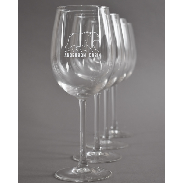Custom Cabin Wine Glasses (Set of 4) (Personalized)