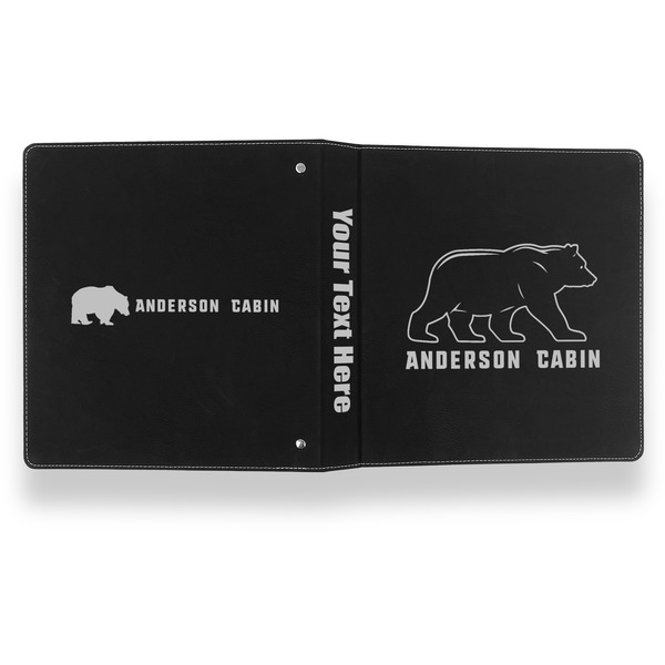 Cabin Leather Binder - 1" - Black- Back Spine Front View