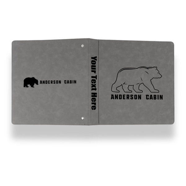 Cabin Leather Binder - 1" - Grey - Back Spine Front View