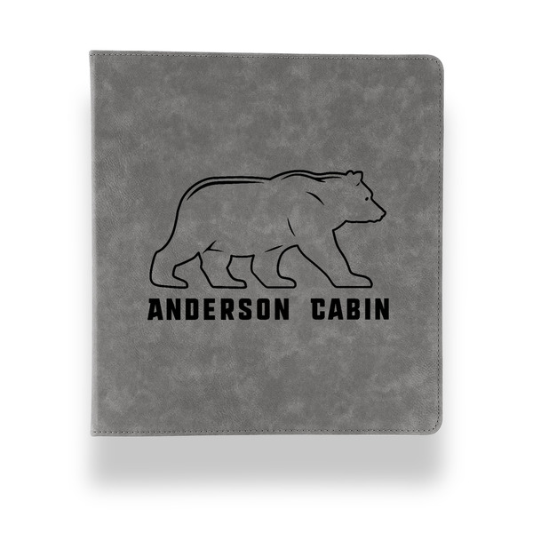 Custom Cabin Leather Binder - 1" - Grey (Personalized)