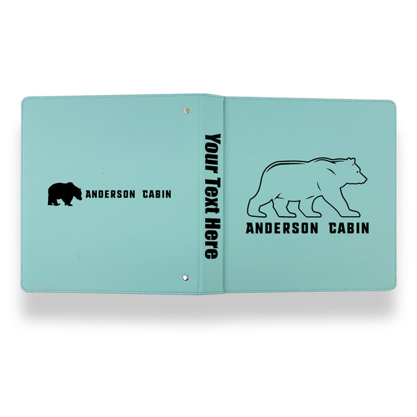 Cabin Leather Binder - 1" - Teal - Back Spine Front View