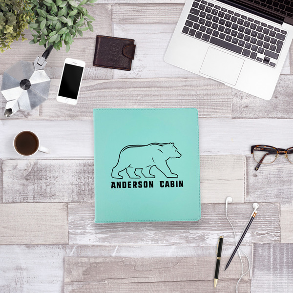 Cabin Leather Binder - 1" - Teal - Lifestyle View