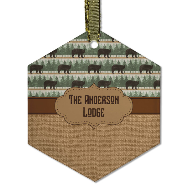 Cabin Frosted Glass Ornament - Hexagon