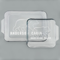 Cabin Set of Glass Baking & Cake Dish - 13in x 9in & 8in x 8in (Personalized)