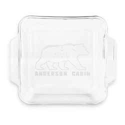 Cabin Glass Cake Dish with Truefit Lid - 8in x 8in (Personalized)