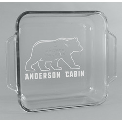 Cabin Glass Cake Dish - 8in x 8in (Personalized)