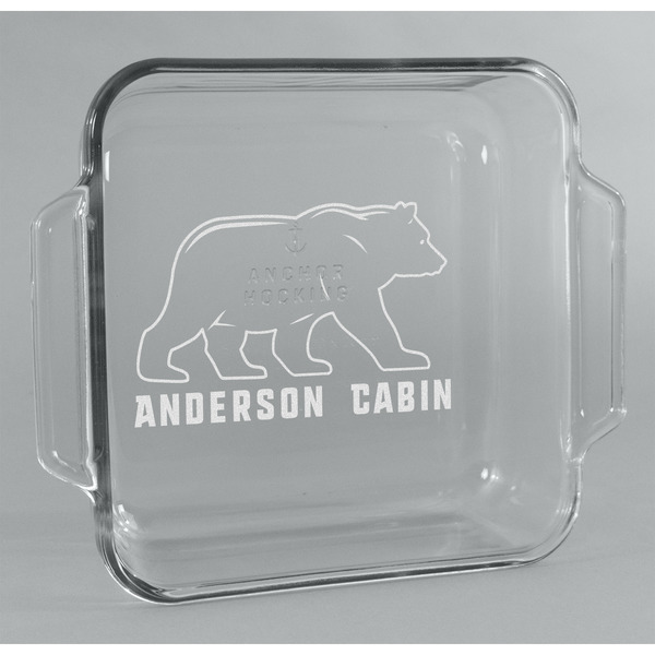 Custom Cabin Glass Cake Dish - 8in x 8in (Personalized)