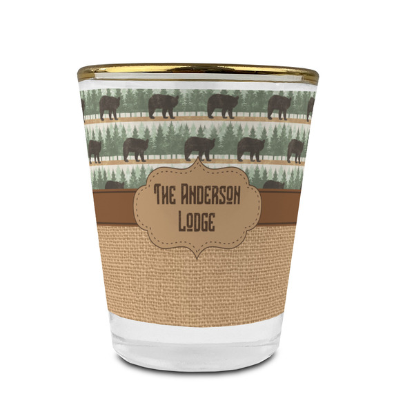 Cabin Glass Shot Glass - With gold rim - FRONT