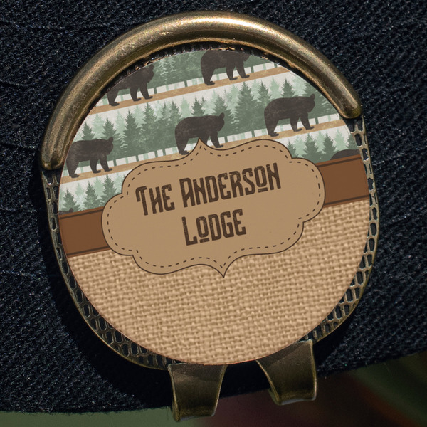 Cabin Golf Ball Marker Hat Clip - Gold - Close Up