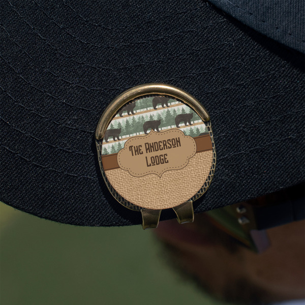 Cabin Golf Ball Marker Hat Clip - Gold - On Hat
