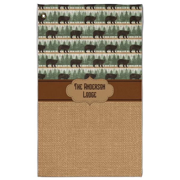 Custom Cabin Golf Towel - Poly-Cotton Blend w/ Name or Text
