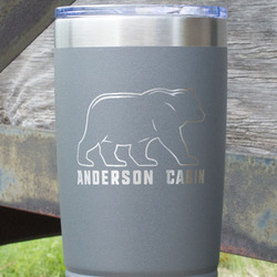 Cabin 20 oz Stainless Steel Tumbler - Grey - Single Sided (Personalized)