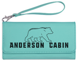 Cabin Ladies Leatherette Wallet - Laser Engraved- Teal (Personalized)