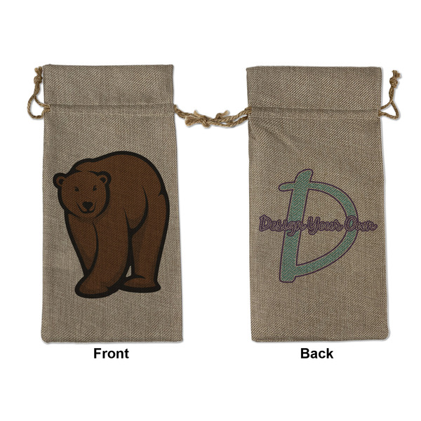 Custom Cabin Large Burlap Gift Bag - Front & Back (Personalized)