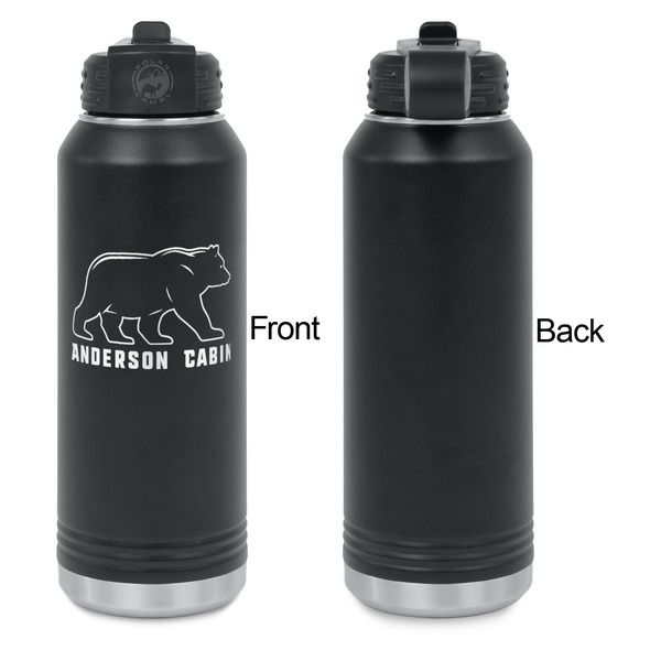 Cabin Laser Engraved Water Bottles - Front Engraving - Front & Back View