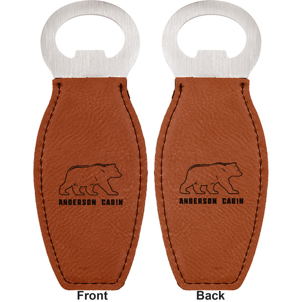 Cabin Leather Bar Bottle Opener - Front and Back