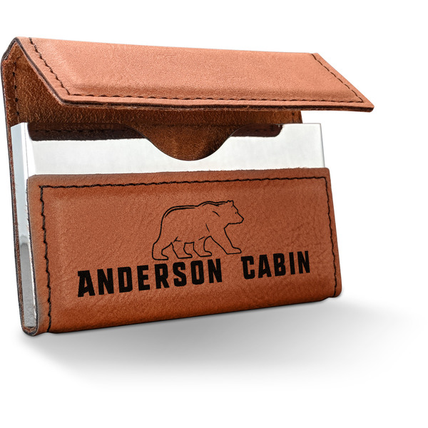Custom Cabin Leatherette Business Card Holder - Single Sided (Personalized)