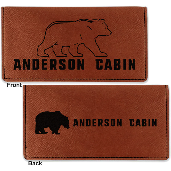 Cabin Leather Checkbook Holder Front and Back