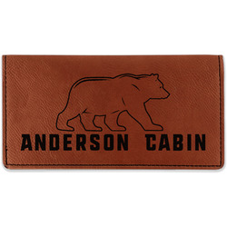 Cabin Leatherette Checkbook Holder - Double Sided (Personalized)