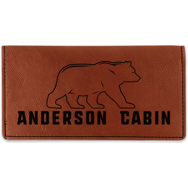 Custom Cabin Leatherette Checkbook Holder - Double Sided (Personalized)